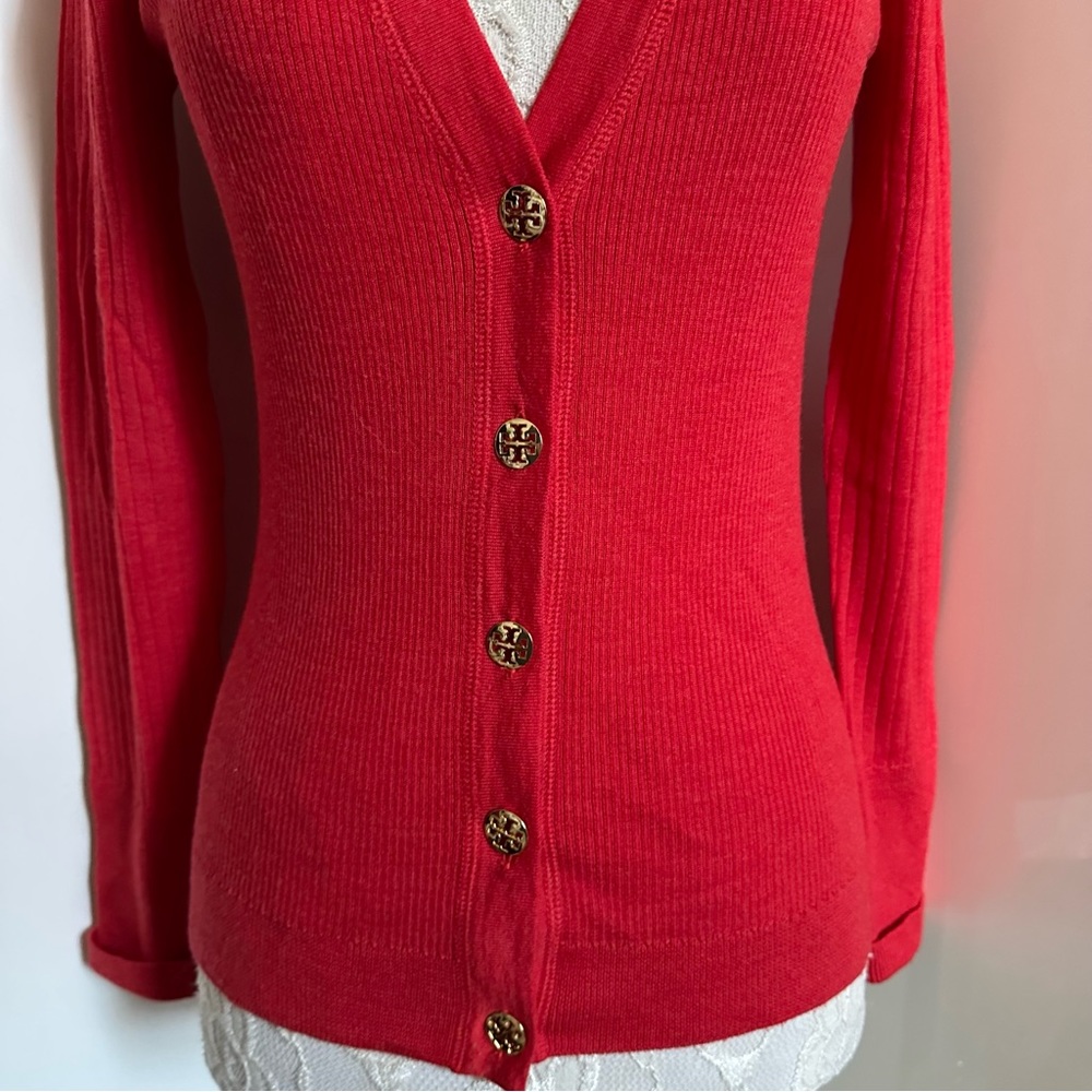 Tory Burch Shrunken Simone Merino Wool Cardigan sz S - Picture 5 of 12